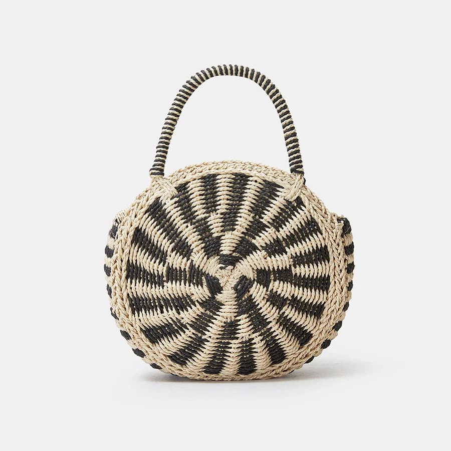 Fashion Striped Round Straw Women Handbags Casual Rope Woven Shoulder Crossbody Bags Handmade Summer Beach Bag Small Tote Purses
Fashion Striped Round Straw Women Handbags Casual Rope Woven Shoulder Crossbody Bags Handmade Summer Beach Bag Small Tote Purses
