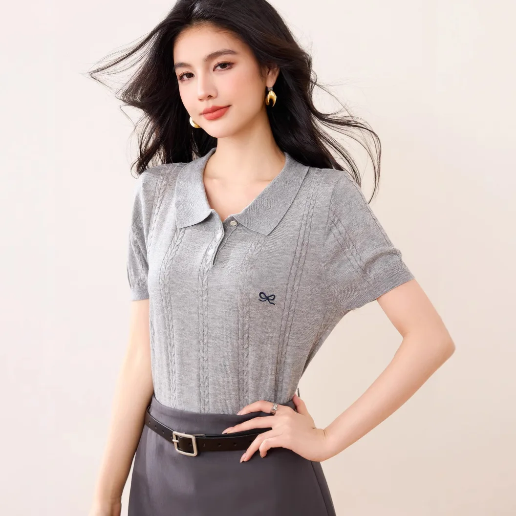 G8090 Korean Style Short Sleeve T-Shirt Women's Casual Embroidered Knitted Shirt Summer Commute Vintage Leisure Fashion
G8090 Korean Style Short Sleeve T-Shirt Women's Casual Embroidered Knitted Shirt Summer Commute Vintage Leisure Fashion