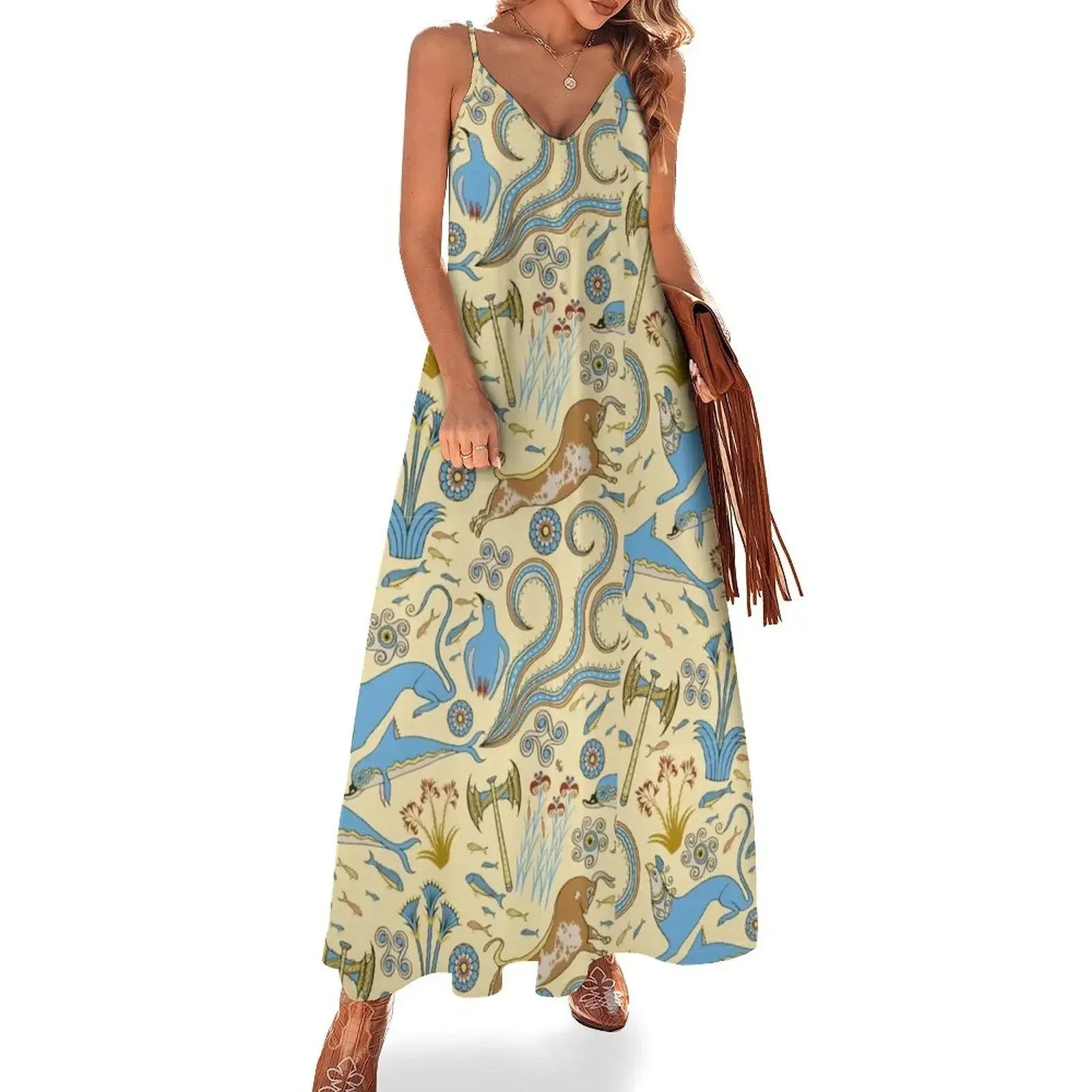 Minoan Fresco Motifs Pattern Sleeveless Dress Bridesmaid dress woman birthday dresses for women Long dresses Dress
Minoan Fresco Motifs Pattern Sleeveless Dress Bridesmaid dress woman birthday dresses for women Long dresses Dress
