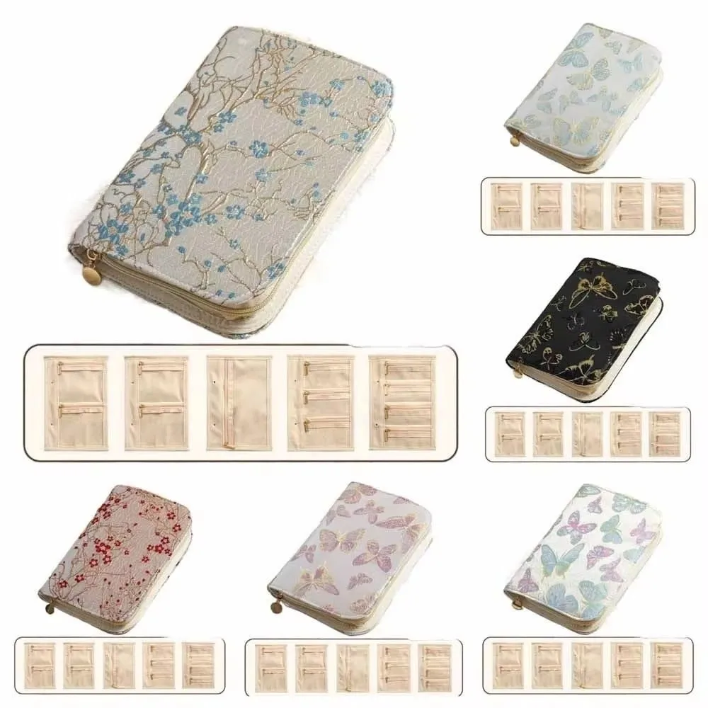 Flower Pattern Jewelry Storage Book Anti-oxidation Grid Zipper Closure Binder Storage Book Multi-layer Clear Pockets