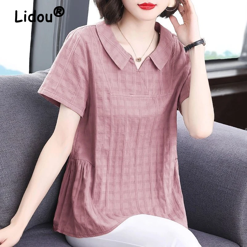 Women's Clothing 2023 Summer Fashion Ruffle Elegant Cotton Blouse Casual Simple Short Sleeve Shirt Solid Loose Tops Blusas Mujer
Women's Clothing 2023 Summer Fashion Ruffle Elegant Cotton Blouse Casual Simple Short Sleeve Shirt Solid Loose Tops Blusas Mujer