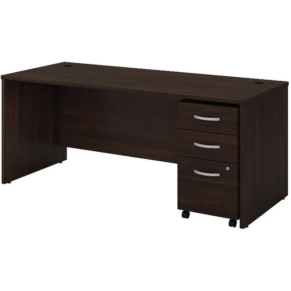 72W x 30 Modern Walnut Office Desk with Rolling File Cabinet
72W x 30 Modern Walnut Office Desk with Rolling File Cabinet