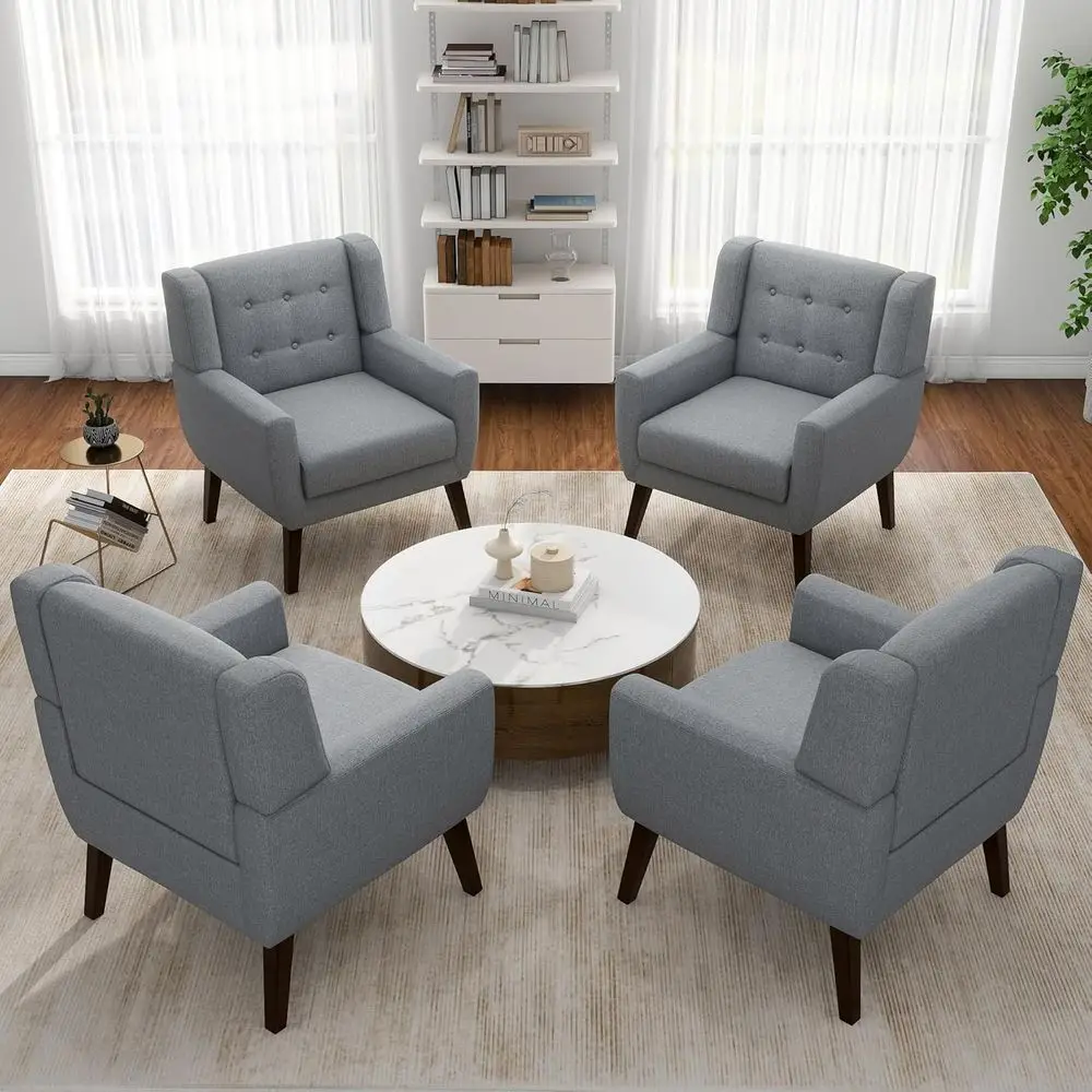 Комплект из 4 акцентных кресел, современное кресло в стиле века, удобный диван для гостиной, с подлокотниками с пуговицами для чтения, идеально подходит для...
Комплект из 4 акцентных кресел, современное кресло в стиле века, удобный диван для гостиной, с подлокотниками с пуговицами для чтения, идеально подходит для...