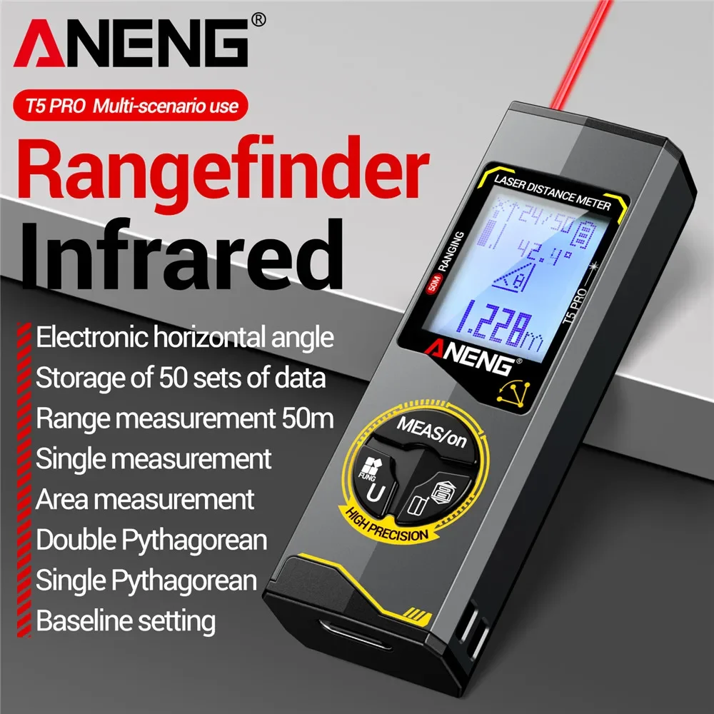 Red Laser Rangefinder Electronic Level Area/Volume Measurement High Precision Industrial/Household DIY Tool 30M/50M ANENG T5 PRO
Red Laser Rangefinder Electronic Level Area/Volume Measurement High Precision Industrial/Household DIY Tool 30M/50M ANENG T5 PRO