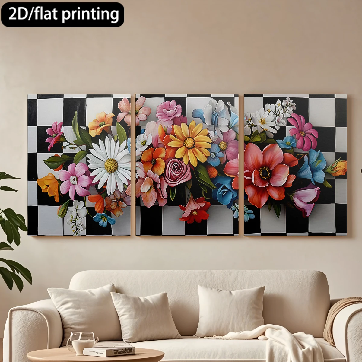 3pc wooden frame canvas decorative painting Flower arrangement, checkerboard background.Corridor, Living Room Decoration
3pc wooden frame canvas decorative painting Flower arrangement, checkerboard background.Corridor, Living Room Decoration