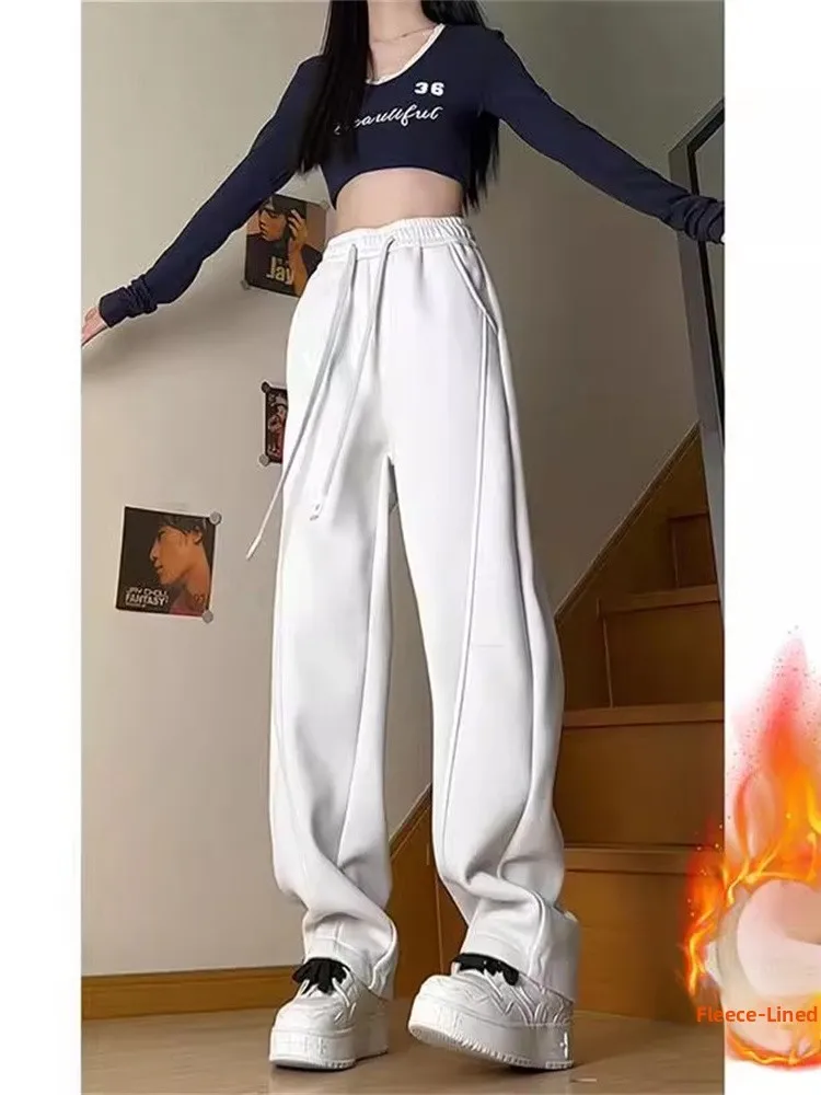 White Fleece Lined Wide Leg Pants Men's Autumn Winter Thick Warm American Casual Loose Straight Tube Pants Youth Fashion Brand
White Fleece Lined Wide Leg Pants Men's Autumn Winter Thick Warm American Casual Loose Straight Tube Pants Youth Fashion Brand