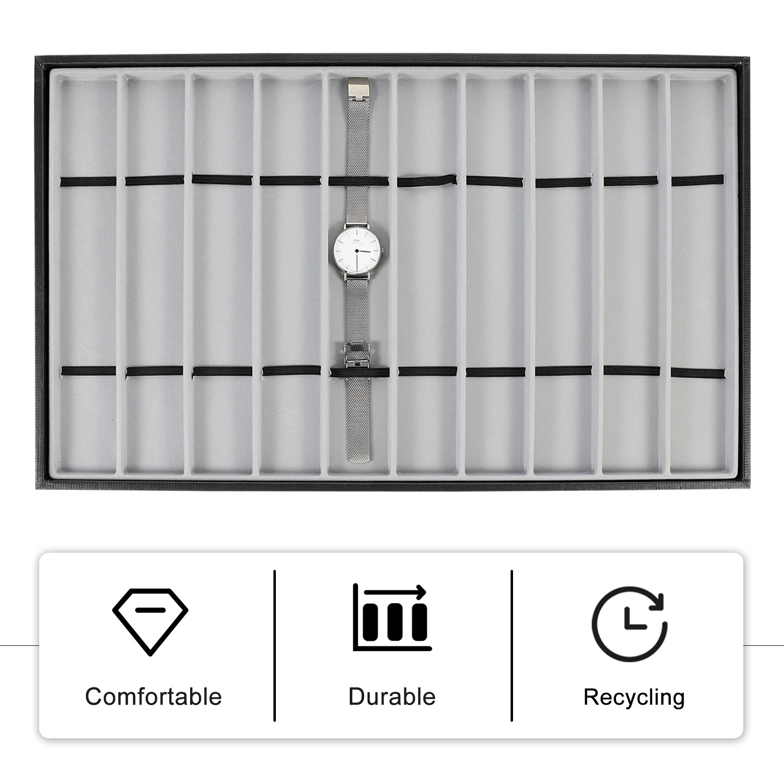 10 Slots Wristwatch Display Organizer Tray Jewelry Holder Soft Flannel Interior Classic Rectangular Design Watch Storage Case
10 Slots Wristwatch Display Organizer Tray Jewelry Holder Soft Flannel Interior Classic Rectangular Design Watch Storage Case