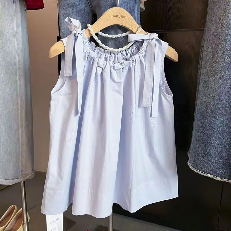 Summer 2025 Korean Sle Loose Fit Svel round Ne irt Vest Women's Thin Pure Color Ele Aosphere Clothing
Summer 2025 Korean Sle Loose Fit Svel round Ne irt Vest Women's Thin Pure Color Ele Aosphere Clothing