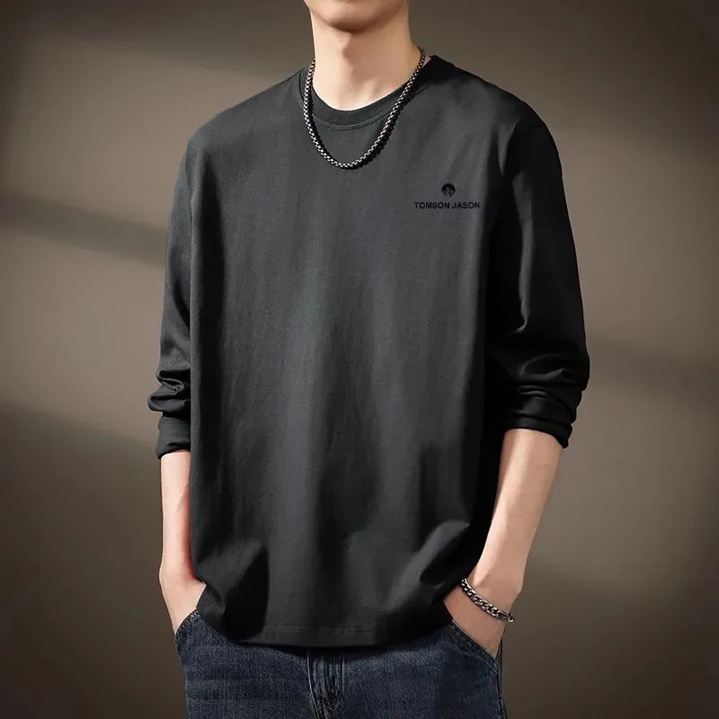 Футболка из чистого хлопка с круглым вырезом, модная мужская осенняя футболка с длинными рукавами, новый топ, весна-осень, свободная
Футболка из чистого хлопка с круглым вырезом, модная мужская осенняя футболка с длинными рукавами, новый топ, весна-осень, свободная