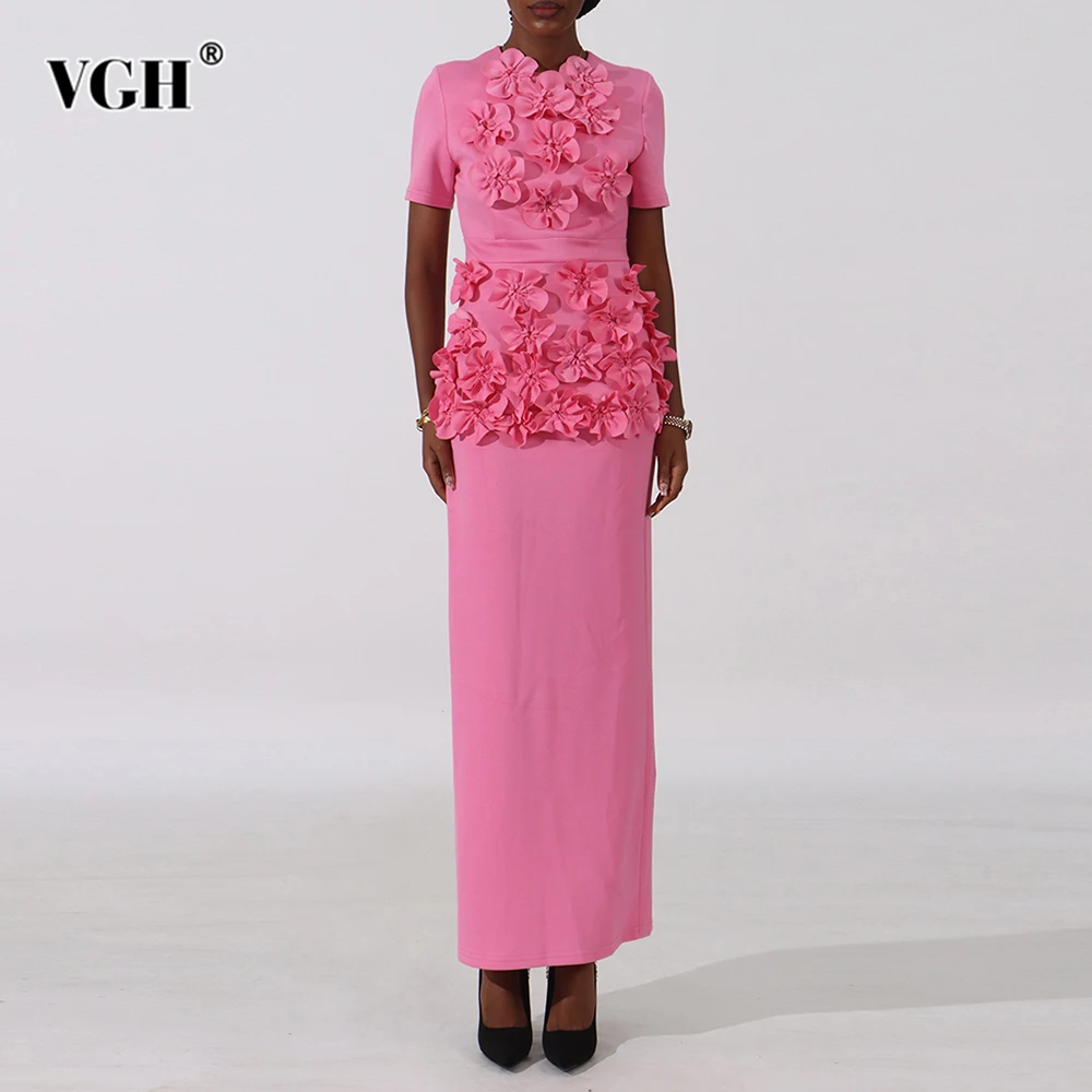 VGH Elegant Spliced Appliques Skirts Sets For Women Round Neck Short Sleeve Top High Waist Long Skirt Temperament Set Female New
VGH Elegant Spliced Appliques Skirts Sets For Women Round Neck Short Sleeve Top High Waist Long Skirt Temperament Set Female New