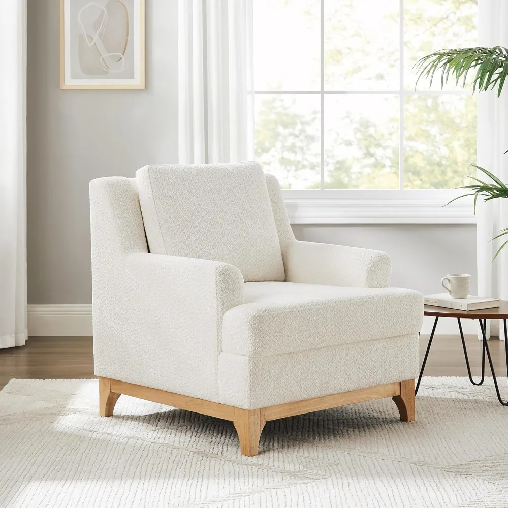 Oversized Accent Chair, Modern Boucle Armchair with Wood Legs, Reading Chair with Thick Cushion, Comfy Chairs for Living Rooms
Oversized Accent Chair, Modern Boucle Armchair with Wood Legs, Reading Chair with Thick Cushion, Comfy Chairs for Living Rooms