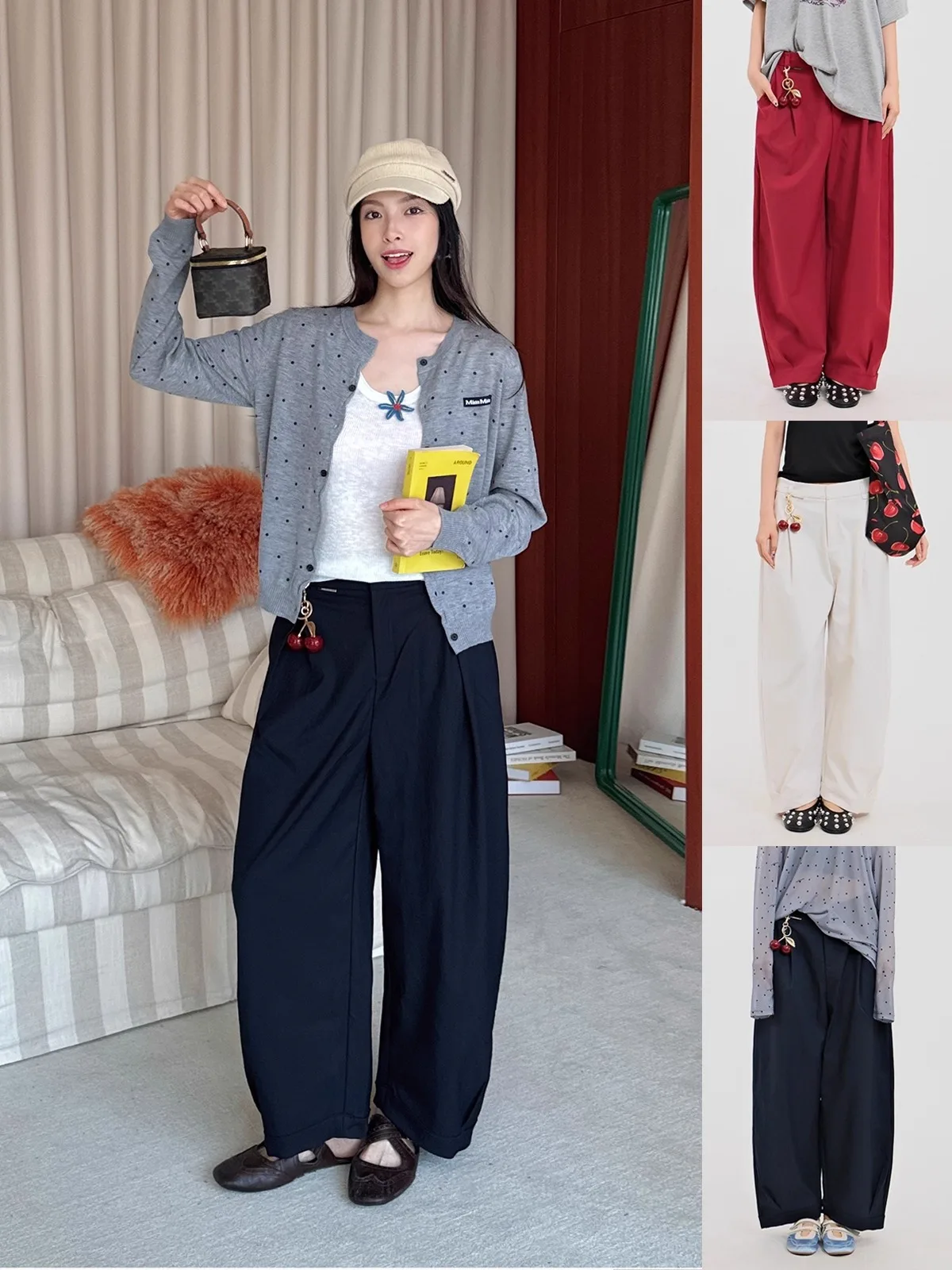 Брюки MIMBLANCHE DEARSOCUTE с вышивкой в виде вишни, свободные брюки-балоны, повседневные широкие брюки из полиэфирного волокна, ручная работа
Брюки MIMBLANCHE DEARSOCUTE с вышивкой в виде вишни, свободные брюки-балоны, повседневные широкие брюки из полиэфирного волокна, ручная работа