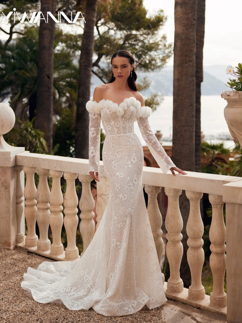 Glitter Lace Mermaid Long Wedding Dress Charming Off Shoulder Bridal Gown Customized Romantic Sweetheart Neck Dresses For Bride 
Glitter Lace Mermaid Long Wedding Dress Charming Off Shoulder Bridal Gown Customized Romantic Sweetheart Neck Dresses For Bride