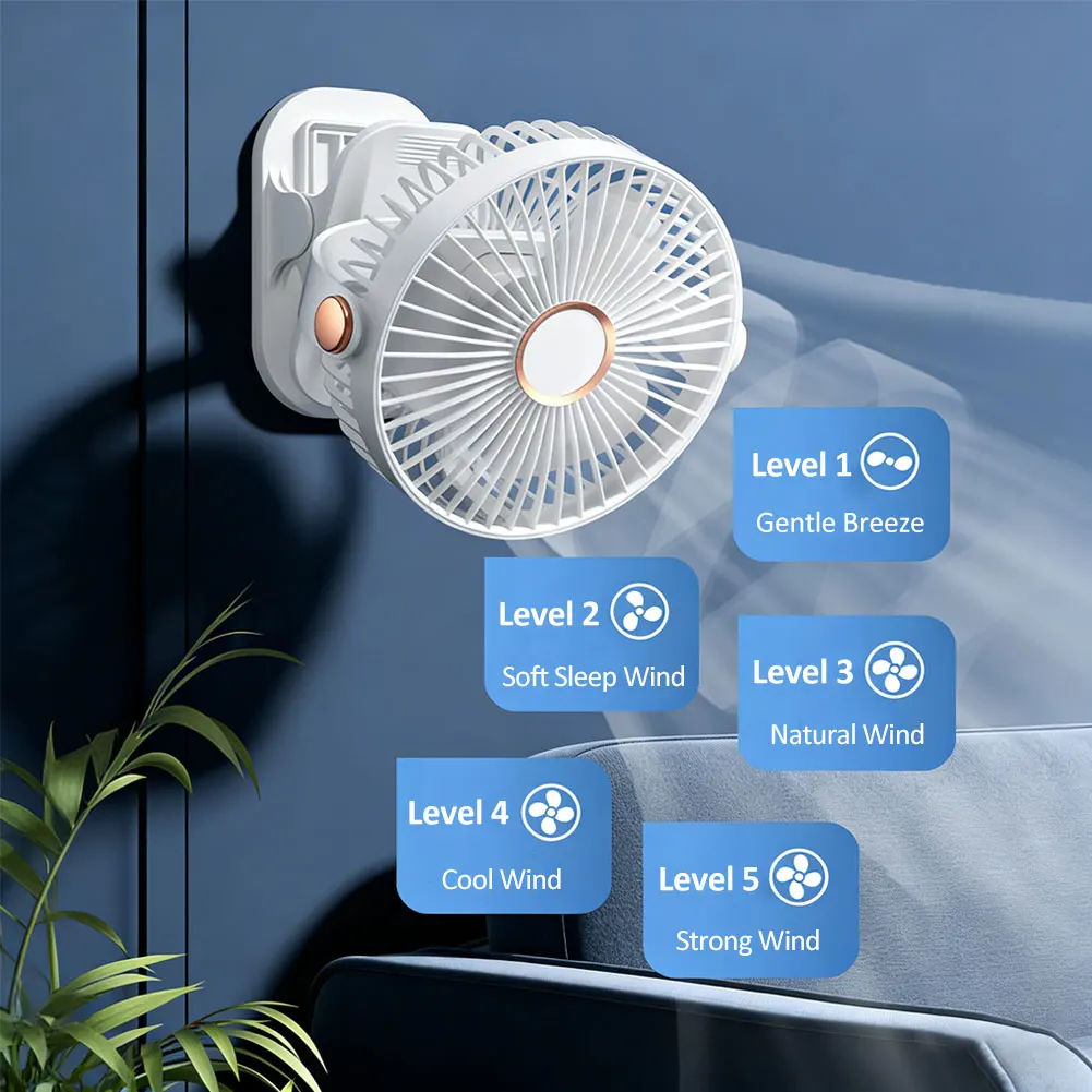 6inch 1200mAh Small Fan with LED Light 5-Speed Adjustable USB Rechargeable 720° Rotatable Clip/Stand/Hang Mini Fan type-c
6inch 1200mAh Small Fan with LED Light 5-Speed Adjustable USB Rechargeable 720° Rotatable Clip/Stand/Hang Mini Fan type-c