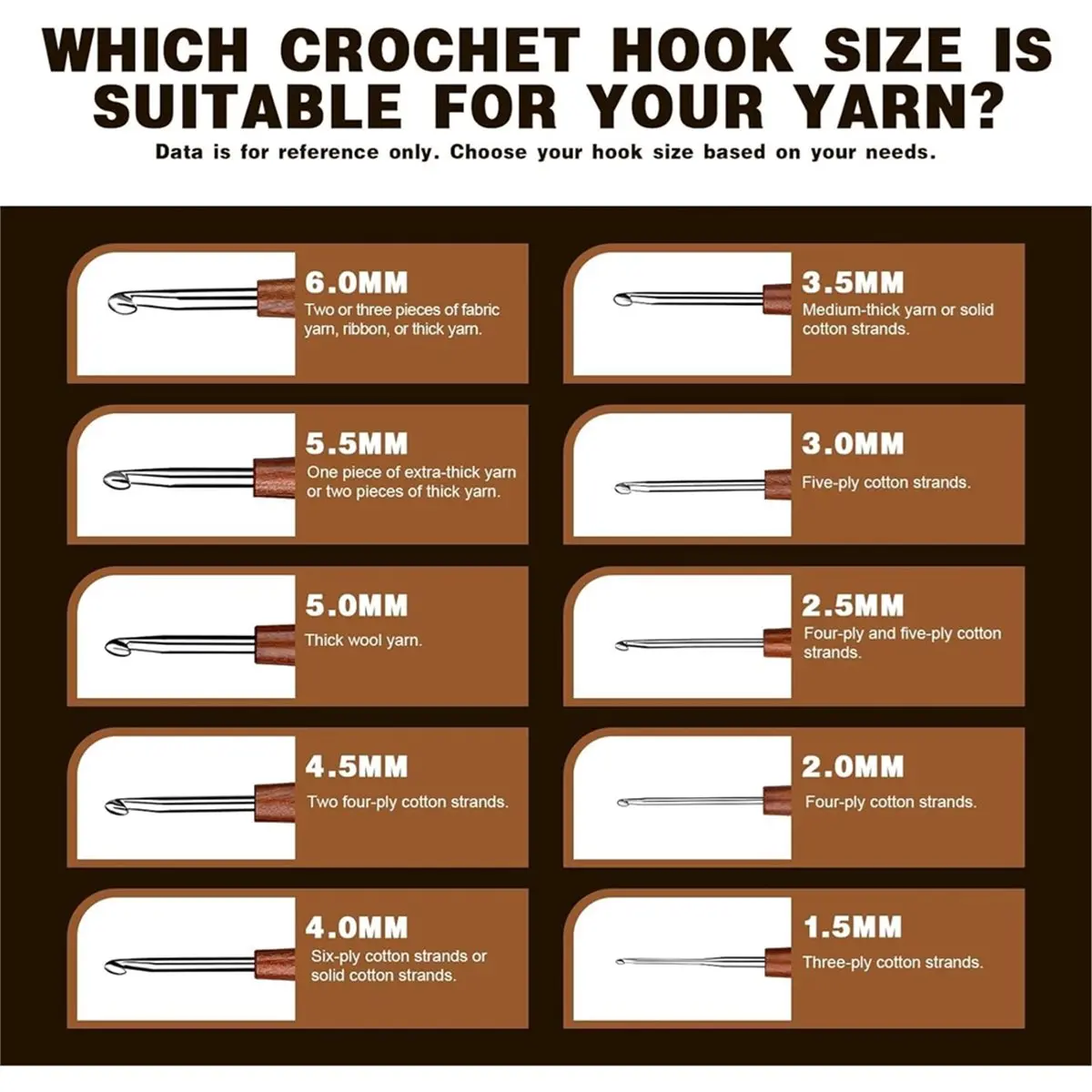 AT16 5 Pcs Crochet Hook, 5 Size Aluminum Ergonomic Crochet Hook with Wooden Handle for Arthritic Hands,Crochet Needles
AT16 5 Pcs Crochet Hook, 5 Size Aluminum Ergonomic Crochet Hook with Wooden Handle for Arthritic Hands,Crochet Needles