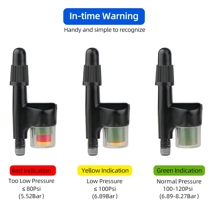 Mechanical Tire Pressure Monitor 120Psi Tube Air 3 Color Warning for Bicycle Presta Nozzle W/ Detachable Inserts F/V Extender
Mechanical Tire Pressure Monitor 120Psi Tube Air 3 Color Warning for Bicycle Presta Nozzle W/ Detachable Inserts F/V Extender