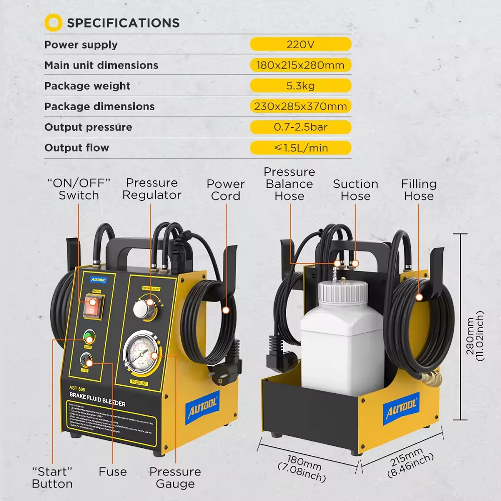 Для AUTOOL AST605 автомобильный тормозной масляный насос, комплект насоса для импульсной жидкости для рабочих цилиндров с одним сцеплением, автомобильный прокачка 
Для AUTOOL AST605 автомобильный тормозной масляный насос, комплект насоса для импульсной жидкости для рабочих цилиндров с одним сцеплением, автомобильный прокачка