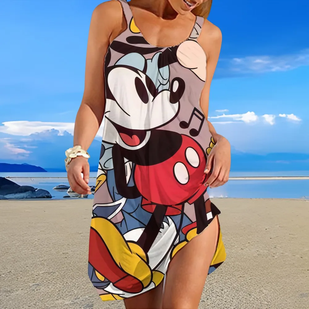 Fashion sexy off-shoulder design women's suspender dress cartoon pattern printed round neck female knee-length beach skirt
Fashion sexy off-shoulder design women's suspender dress cartoon pattern printed round neck female knee-length beach skirt