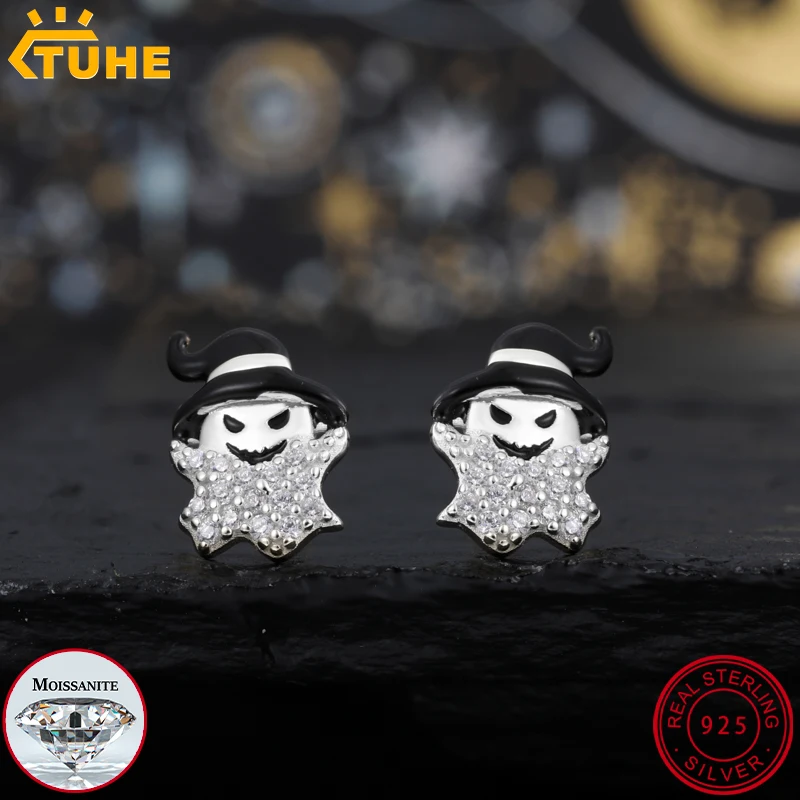 TUHE Unisex Halloween Ghost Earrings S925 Sterling Silver VVS1 Moissanite Stud Earrings For Man Woman Hip Hop Jewely Gift
TUHE Unisex Halloween Ghost Earrings S925 Sterling Silver VVS1 Moissanite Stud Earrings For Man Woman Hip Hop Jewely Gift