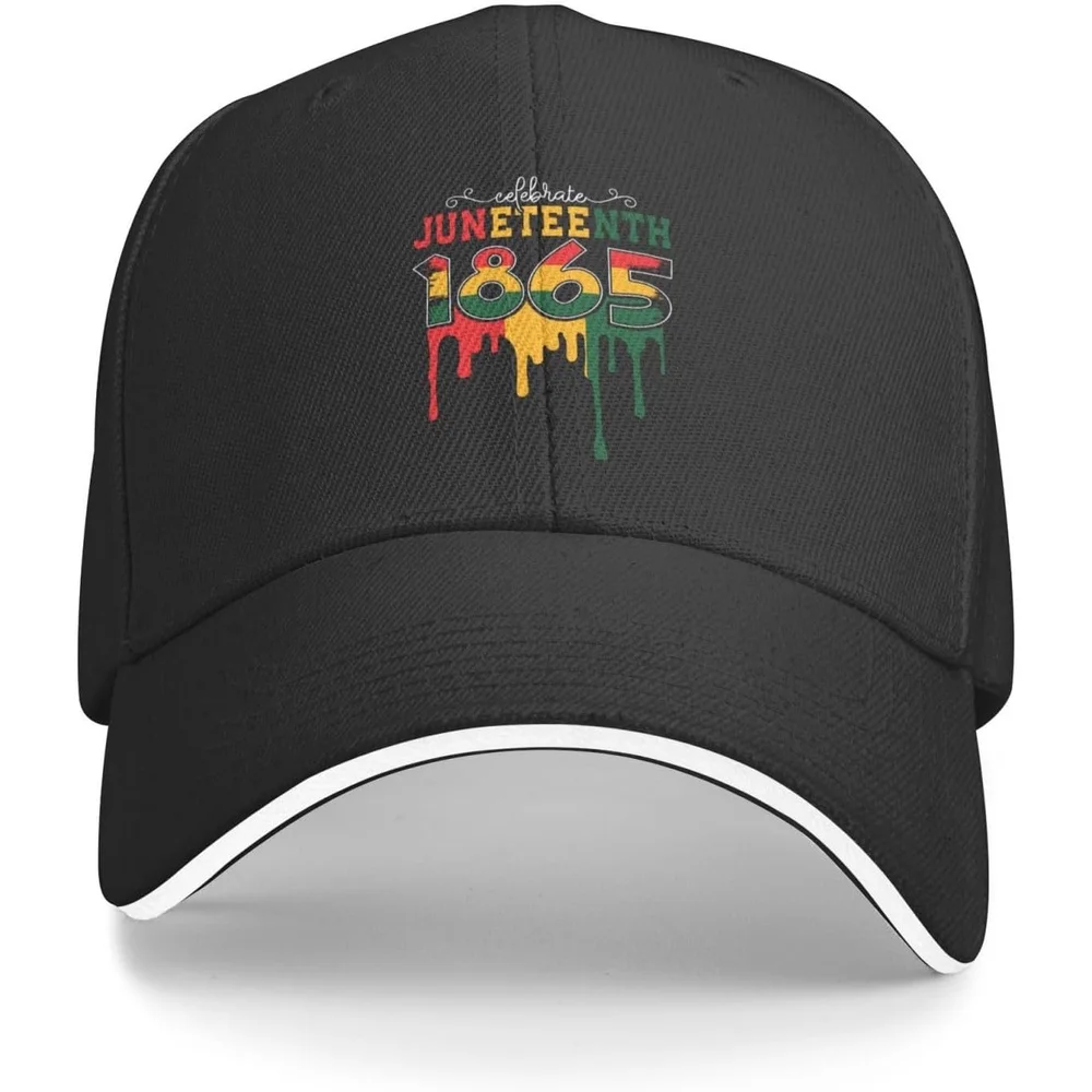 Celebrate Juneteenth 1865 Baseball Cap Adjustable Black Polyester Hat with Colorful Dripping Paint Design for Men & Women
Celebrate Juneteenth 1865 Baseball Cap Adjustable Black Polyester Hat with Colorful Dripping Paint Design for Men & Women