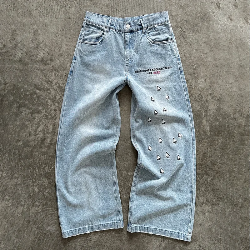 New Fashion Vintage Alphabet Arrow Embroidery High Waist Loose Wide Leg Jeans Hip Hop Men Women Versatile High End Streetwear
New Fashion Vintage Alphabet Arrow Embroidery High Waist Loose Wide Leg Jeans Hip Hop Men Women Versatile High End Streetwear