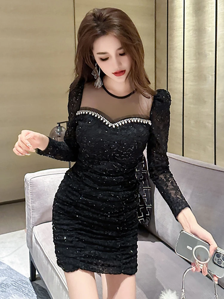New Spring Fashion Lady Sweet Lace Sequin Evening Dress Women Clothing Elegant Sexy O-Neck Slim Mini Short Party Prom Vestidos
New Spring Fashion Lady Sweet Lace Sequin Evening Dress Women Clothing Elegant Sexy O-Neck Slim Mini Short Party Prom Vestidos