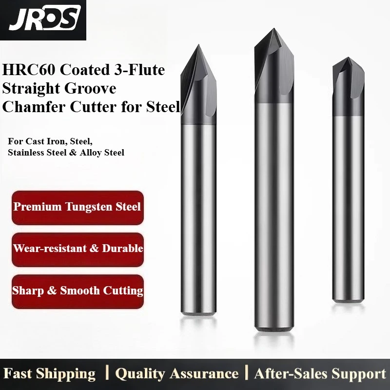 JRDS 3-12mm HRC60 Solid Carbide Chamfer End Mill for Steel,Corner Countersink Deburring & V-Groove 60/90/120Degree 2 3 Flutes
JRDS 3-12mm HRC60 Solid Carbide Chamfer End Mill for Steel,Corner Countersink Deburring & V-Groove 60/90/120Degree 2 3 Flutes