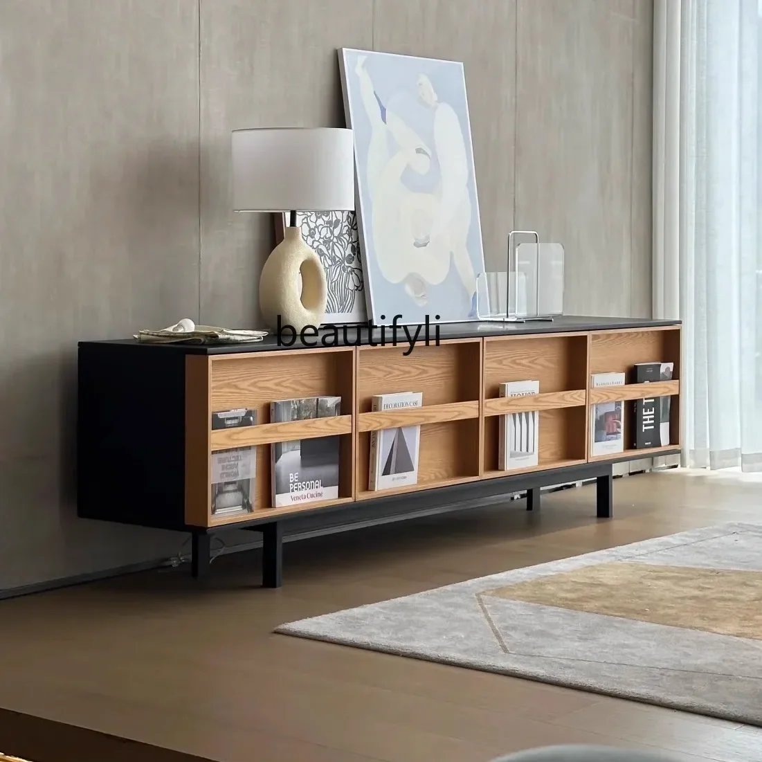 zxItalian Minimalist TV Cabinet Solid Wood Living Room Magazine Cabinet Simple Modern Living Room Cabinet Wabi Sandy Wind
zxItalian Minimalist TV Cabinet Solid Wood Living Room Magazine Cabinet Simple Modern Living Room Cabinet Wabi Sandy Wind