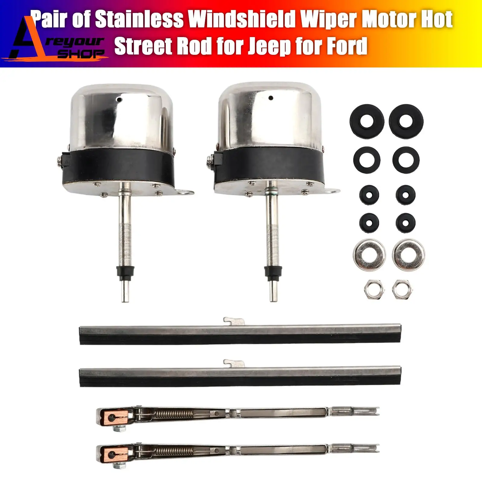 Pair of Stainless Windshield Wiper Motor Hot Street Rod for Jeep for Ford
Pair of Stainless Windshield Wiper Motor Hot Street Rod for Jeep for Ford