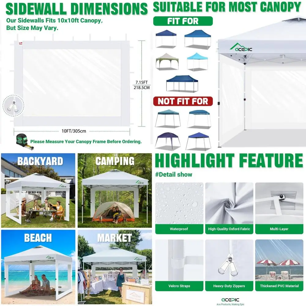 Всплывающая палатка 10x10, прозрачные боковые стенки, прозрачные шторы из ПВХ с застежкой-молнией и липучкой, 3 шт. (белые)
Всплывающая палатка 10x10, прозрачные боковые стенки, прозрачные шторы из ПВХ с застежкой-молнией и липучкой, 3 шт. (белые)