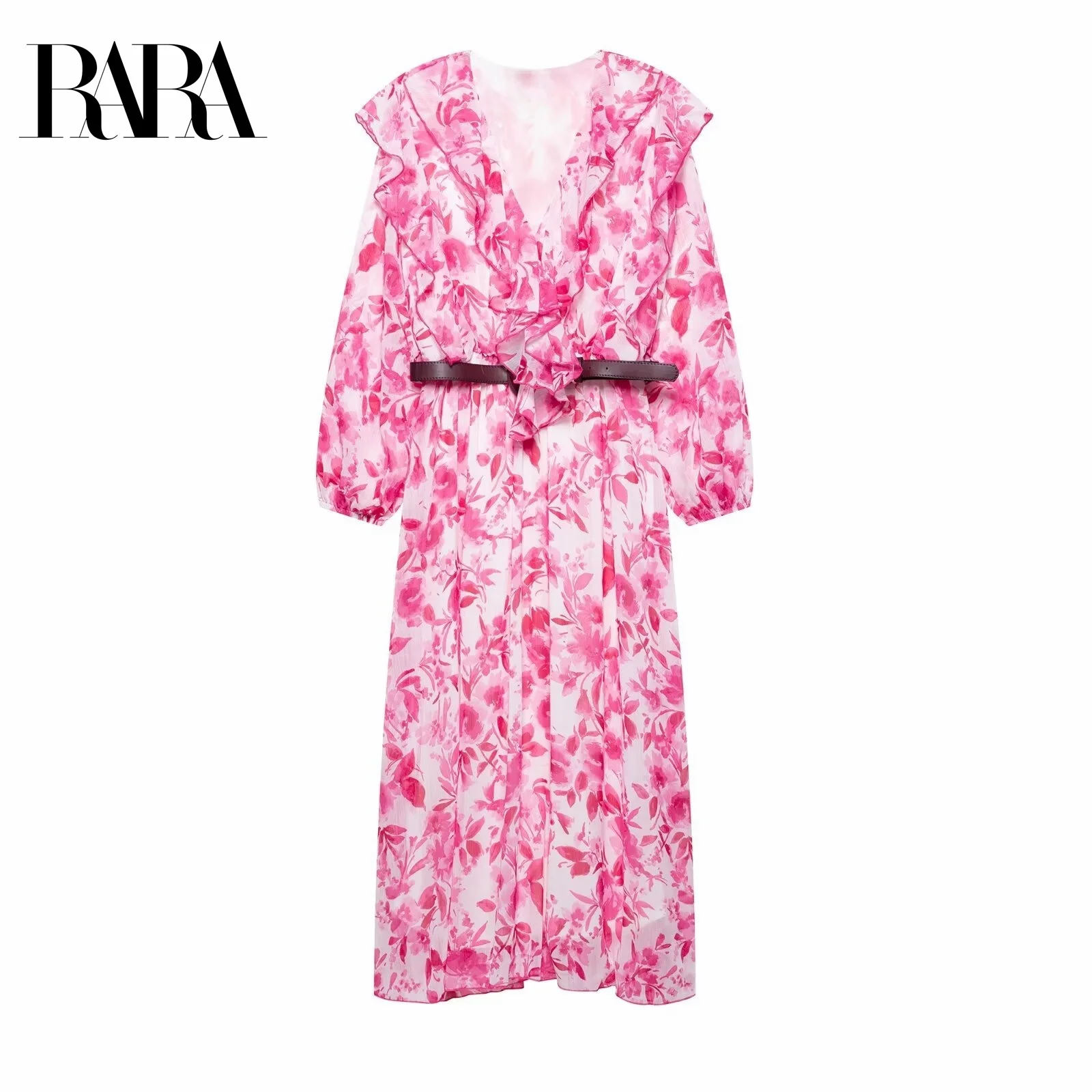RARA Printed Layered Ruffled Midi Dress with Belt Decoration Stylish piece featuring floral prints and layered ruffled details
RARA Printed Layered Ruffled Midi Dress with Belt Decoration Stylish piece featuring floral prints and layered ruffled details