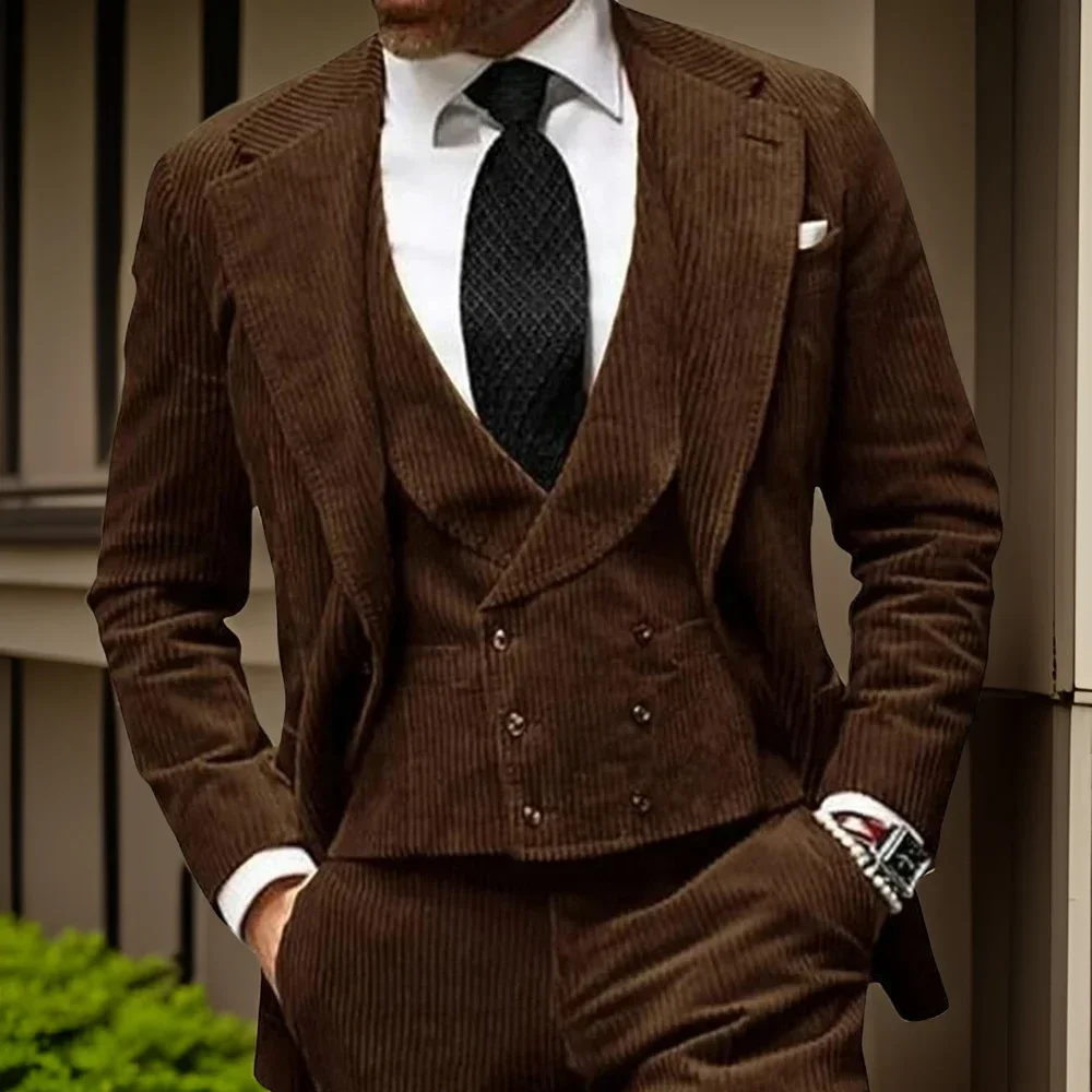 3 Pcs Corduroy Men's Suits Groomsmen Tuxedos For Wedding Groom Fashion Sets Suit Jacket With Vest Pants
3 Pcs Corduroy Men's Suits Groomsmen Tuxedos For Wedding Groom Fashion Sets Suit Jacket With Vest Pants