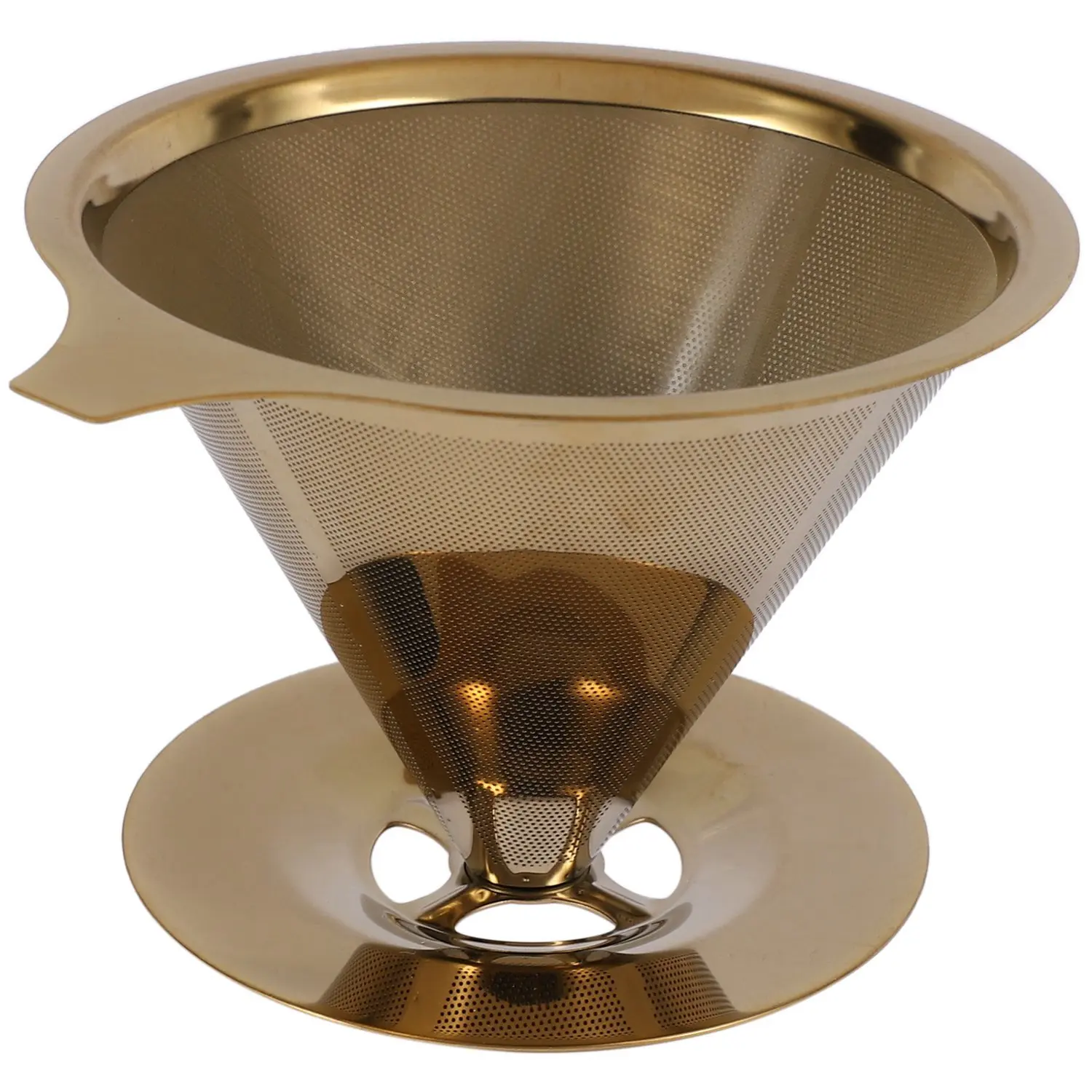 Double Wall Stainless Steel Titanium Gold Pour over Coffee Dripper Filter with Cup Stand and Handle
Double Wall Stainless Steel Titanium Gold Pour over Coffee Dripper Filter with Cup Stand and Handle