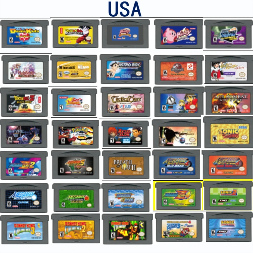 32-битный картридж для видеоигр GBA, карта игровой консоли Kkirby Mmega Man Rayman The King of Ffighters для фанатов, подарок
32-битный картридж для видеоигр GBA, карта игровой консоли Kkirby Mmega Man Rayman The King of Ffighters для фанатов, подарок