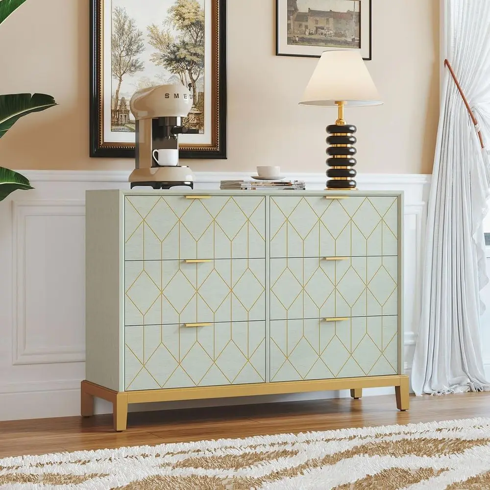 Green Drer with 6 Ders,48" ern Drer Wide Chest o Ders with Gold Lines Carved Design, TV Stand, Wood Drers & Chest o Ders or Bedr
Green Drer with 6 Ders,48" ern Drer Wide Chest o Ders with Gold Lines Carved Design, TV Stand, Wood Drers & Chest o Ders or Bedr