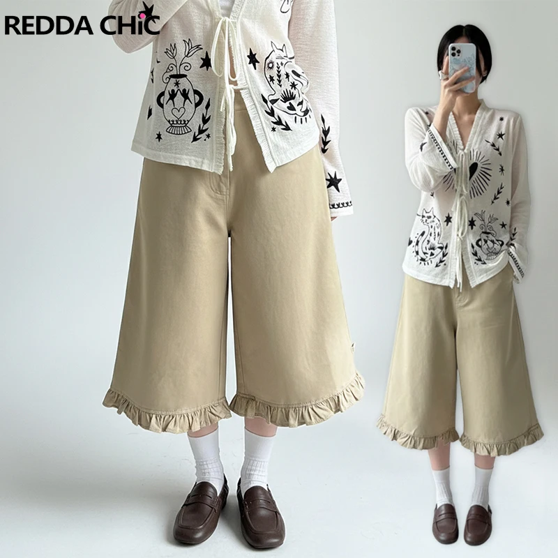 REDDACHiC Women Khaki Jean Shorts Ruffle Hem Pockets High Waist Solid Baggy Jorts Pleats Bermuda Pants Casual Summer Clothes
REDDACHiC Women Khaki Jean Shorts Ruffle Hem Pockets High Waist Solid Baggy Jorts Pleats Bermuda Pants Casual Summer Clothes