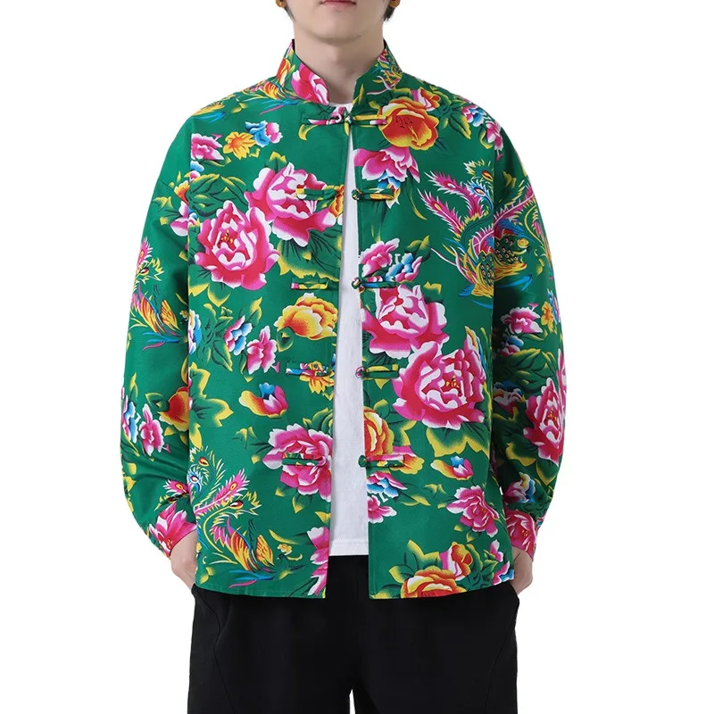 Spring and Summer New Men's Chinese Style New Chinese Style Retro Trend Hand-buckled Tang Style Big Flower Shirt
Spring and Summer New Men's Chinese Style New Chinese Style Retro Trend Hand-buckled Tang Style Big Flower Shirt