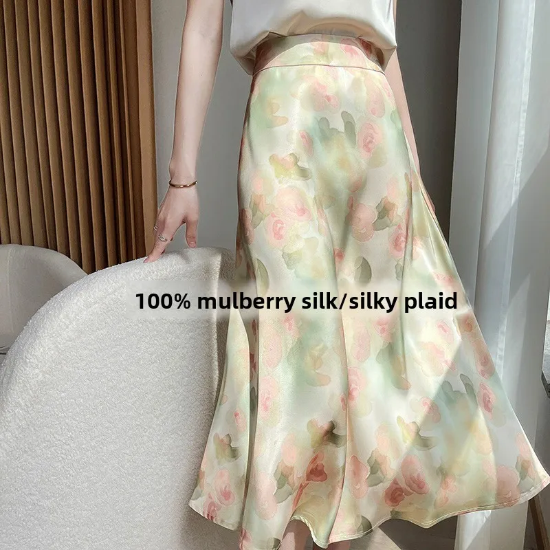 Silk Satin Half Skirt High Waist Midi A-Line Skirt Summer New Style Vinegar Acetate Silk Medium Length Korean Style Commute
Silk Satin Half Skirt High Waist Midi A-Line Skirt Summer New Style Vinegar Acetate Silk Medium Length Korean Style Commute