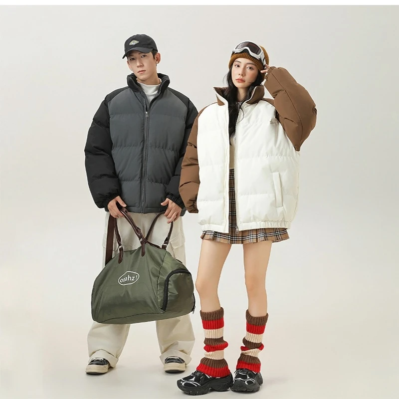 Casual winter men's cotton-padded jacket stand-up collar windproof thickened coat color-blocked bread jacket for men
Casual winter men's cotton-padded jacket stand-up collar windproof thickened coat color-blocked bread jacket for men