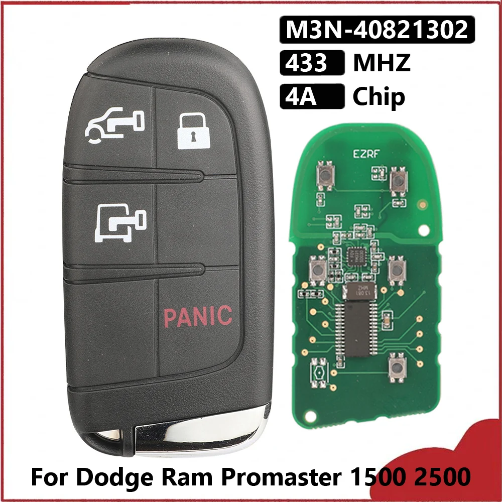 jingyuqin New Remote Car Key 433MHz FSK ID4A Chip M3N-40821302 Keyless Smart For Dodge Ram Promaster 1500 2500 3500 2022 2023
jingyuqin New Remote Car Key 433MHz FSK ID4A Chip M3N-40821302 Keyless Smart For Dodge Ram Promaster 1500 2500 3500 2022 2023