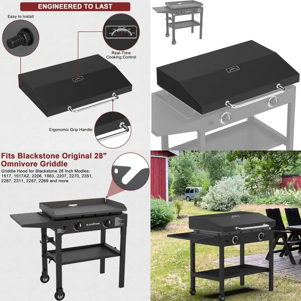 Enhanced Hinged Lid for Blackstone 28 Omnivore Griddle - Hard Cover with Thermometer for Blackstone 5857 Flat Top Grill
Enhanced Hinged Lid for Blackstone 28 Omnivore Griddle - Hard Cover with Thermometer for Blackstone 5857 Flat Top Grill