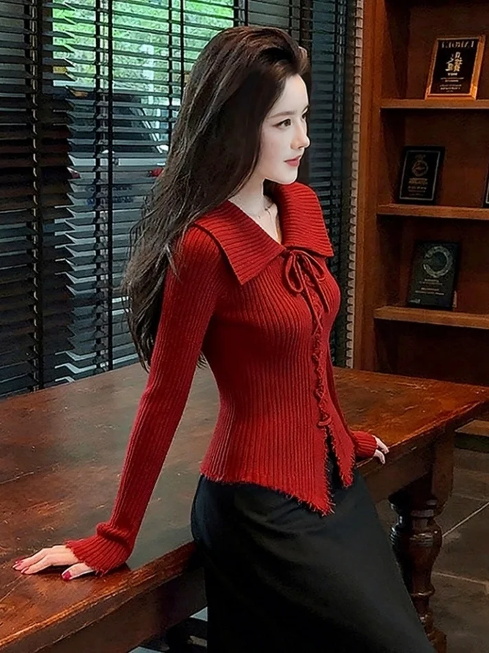 Красный вязаный свитер с длинными рукавами и воротником-стойкой для женщин, облегающий, универсальный, для повседневной носки, новогодний, влагоотводящий
Красный вязаный свитер с длинными рукавами и воротником-стойкой для женщин, облегающий, универсальный, для повседневной носки, новогодний, влагоотводящий