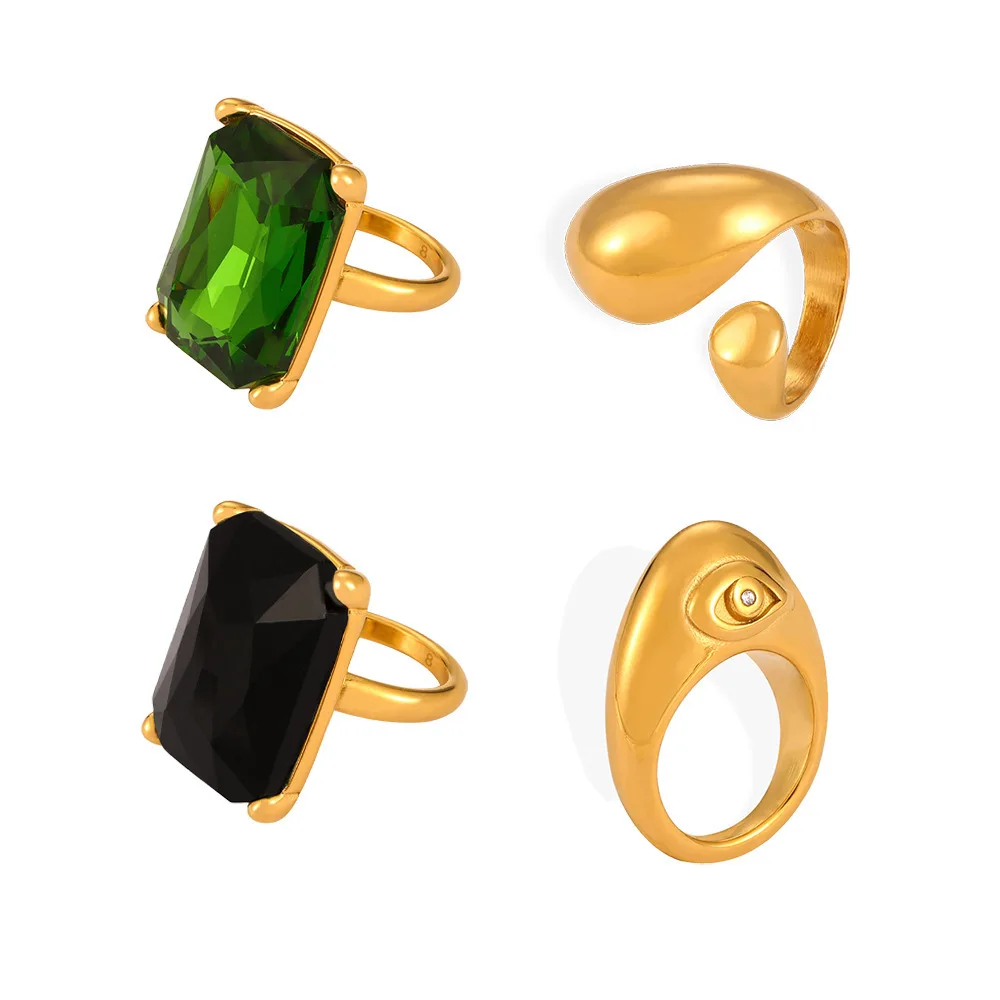 Fashion Stainless Steel Black Green Zircon Ring for Women Irregular Gold Plated Marriage Ring for Couple Luxury Jewelry Gift
Fashion Stainless Steel Black Green Zircon Ring for Women Irregular Gold Plated Marriage Ring for Couple Luxury Jewelry Gift