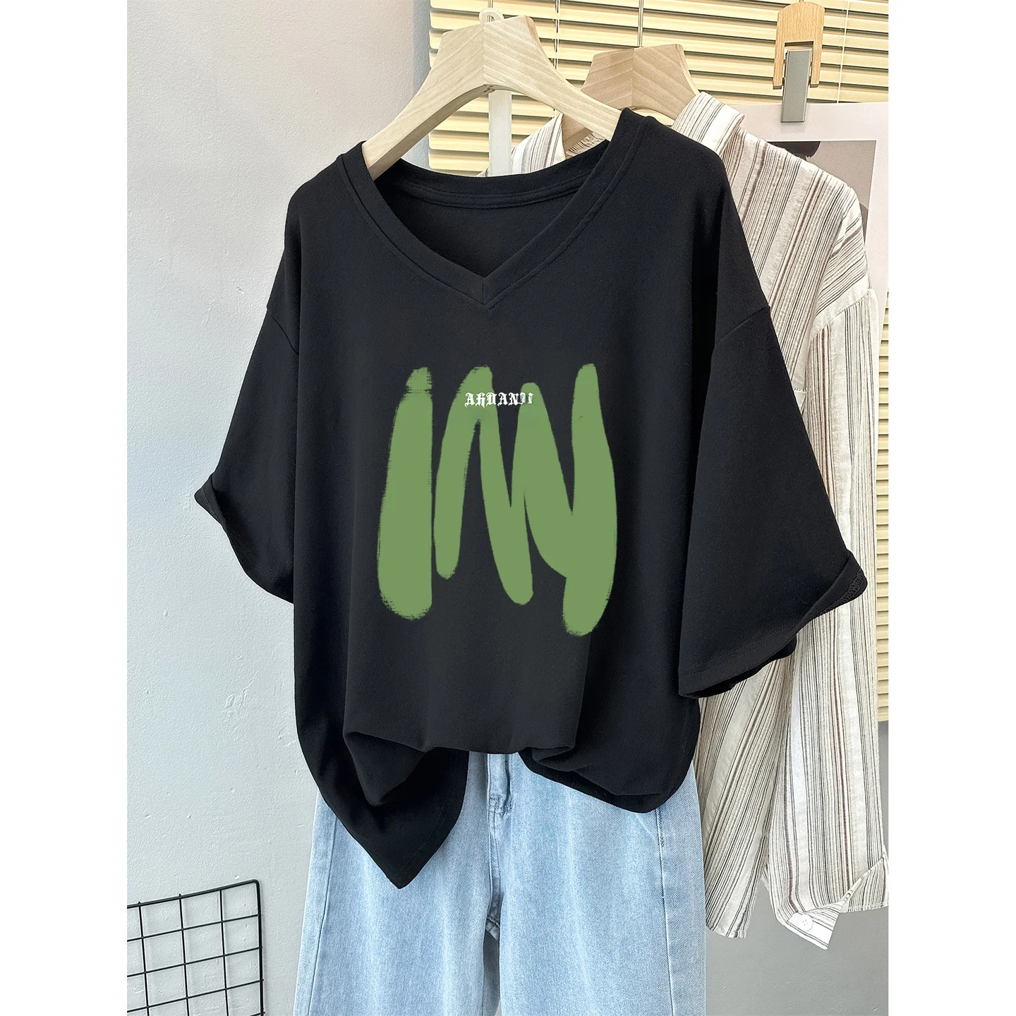 Summer Oversize V-Neck Pure Cotton Short Sleeve T-Shirt Women's Retro American Style Slimming Versatile Casual Top
Summer Oversize V-Neck Pure Cotton Short Sleeve T-Shirt Women's Retro American Style Slimming Versatile Casual Top