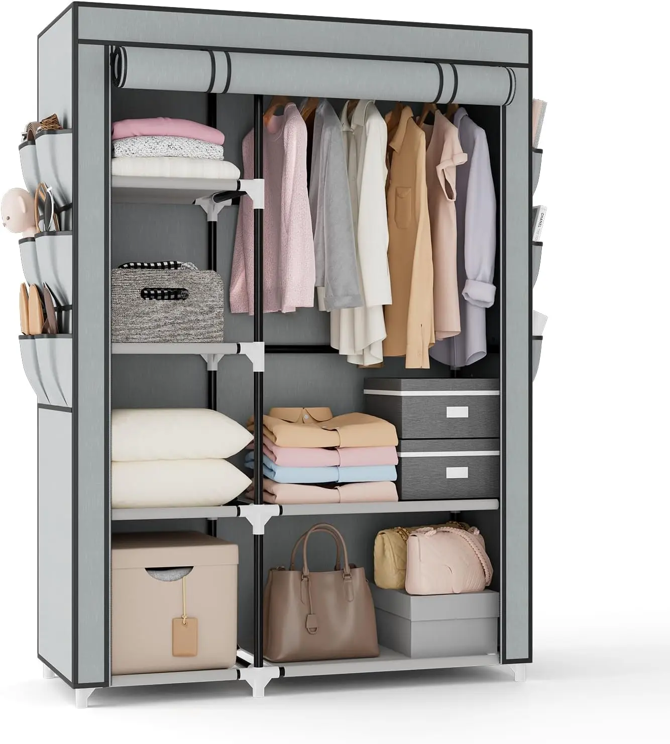 Wardrobe Closet, 41.7 Inch Wide Portable Closets for Hanging Clothes with 1 Hanging Rod, 6 Shelves, 6 Pockets, Clothes Rack w
Wardrobe Closet, 41.7 Inch Wide Portable Closets for Hanging Clothes with 1 Hanging Rod, 6 Shelves, 6 Pockets, Clothes Rack w