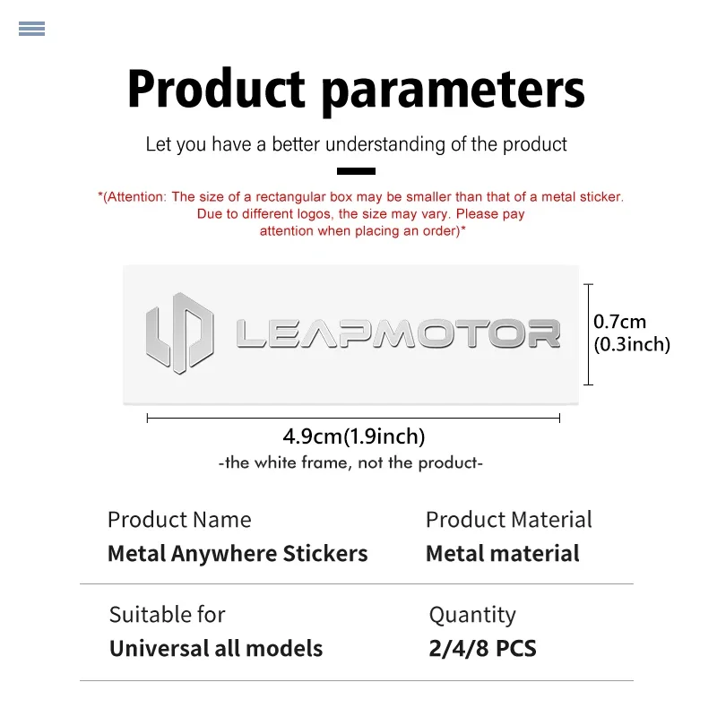 3D Metal Badge Emblem Sticker for Leapmotor C10 C16 C11 C01 T03 S01 Car Interior Exterior Accessories
3D Metal Badge Emblem Sticker for Leapmotor C10 C16 C11 C01 T03 S01 Car Interior Exterior Accessories
