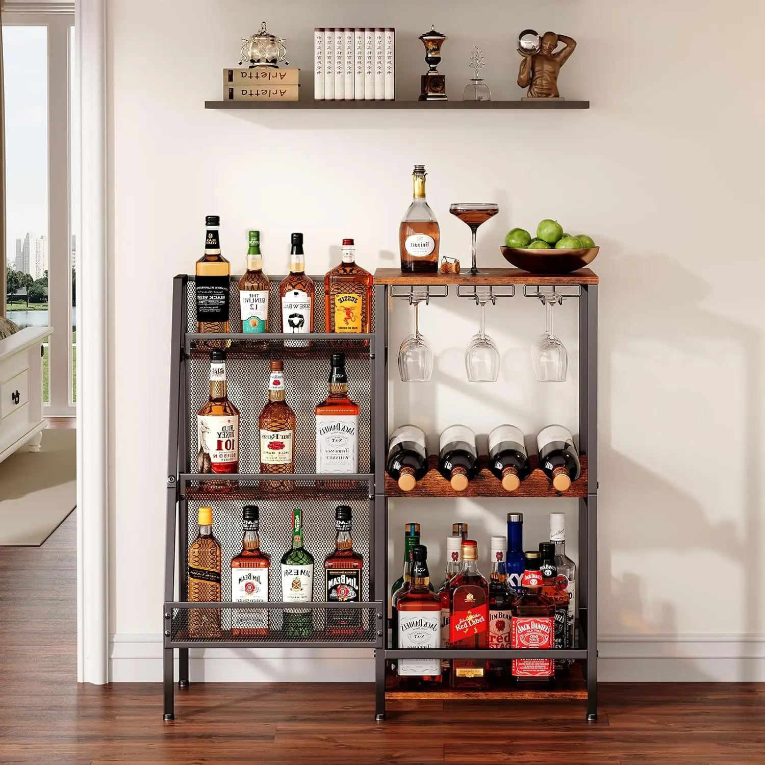 3-Tier Liquor Stand with Glass Holder, Freestanding Wine Rack for Home Bar
3-Tier Liquor Stand with Glass Holder, Freestanding Wine Rack for Home Bar