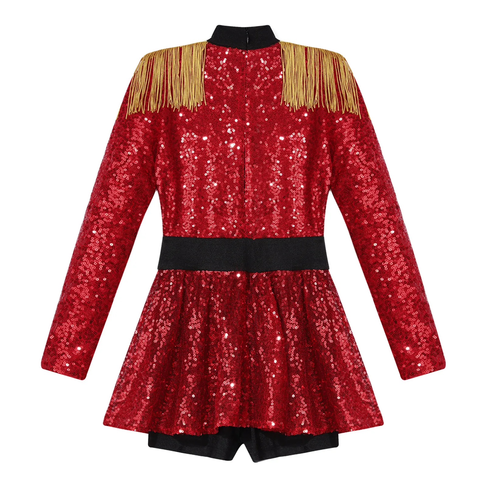 Children Girls Ringmaster Circus Dance Costume Tassel Epaulet Shiny Sequins Dress Jumpsuit Costume for Halloween Cosplay Party
Children Girls Ringmaster Circus Dance Costume Tassel Epaulet Shiny Sequins Dress Jumpsuit Costume for Halloween Cosplay Party