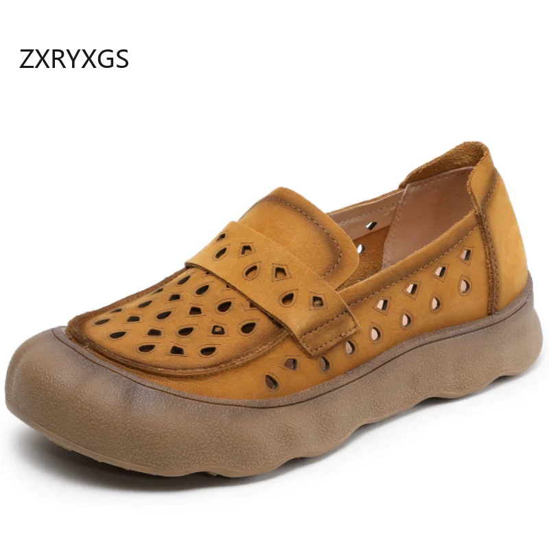 ZXRYXGS 2026 New Top Cowhide Round Toe Hollow Spring Summer Sneakers Breathable Fashion Casual Sandals Women Flats Thick Sole
ZXRYXGS 2026 New Top Cowhide Round Toe Hollow Spring Summer Sneakers Breathable Fashion Casual Sandals Women Flats Thick Sole