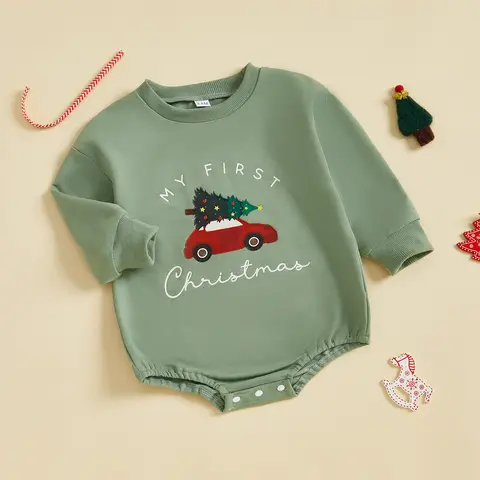 Il mio primo outfit natalizio per neonato, bambina, primo Natale, pagliaccetti, camicie, vestiti invernali per neonati da 3 mesi a 6 mesi